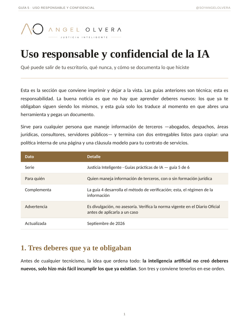 Portada de Uso responsable y confidencial de la IA